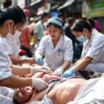 Thai medical team assisting injured victims in Dhaka.