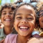 Children smiling outdoors, representing joy and freedom.