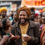 Activists rallying together for social justice in Nigeria.