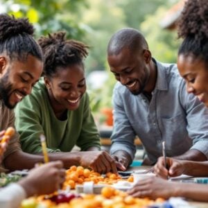 Group collaboration in a community development setting.