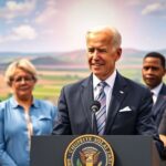 Biden speaking at new USAID mission in Angola.