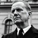 Historic black and white photo of Konrad Adenauer.