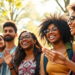 Diverse youth activists engaged in passionate discussion outdoors.