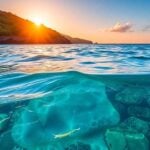 Ocean conservation scene with clear waters and marine life.