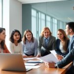 Group discussion in a bright conference room.