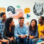 Diverse people collaborating in a community setting.