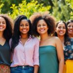 Diverse women standing together, radiating strength and unity.