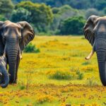 Elephants and bees in a lush South African landscape.