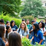 Diverse students participating in community service at Villanova.