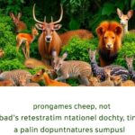 Wildlife in a lush green habitat, diverse species coexisting.