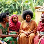 Youth and women discussing land rights in Africa.