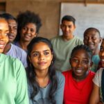 Diverse youth collaborating in a workshop against gender violence.