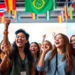Diverse youth activists at a global summit for change.