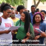 Diverse group at an HIV awareness community event.