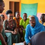 Community gathering in Kenya focused on mental health support.