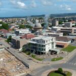 Aerial view of earthquake damage in Port Vila.