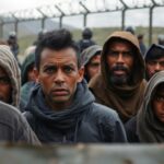 Migrants at the border expressing distress and anxiety.