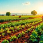Diverse crops and farmers in a sustainable farm landscape.