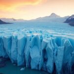 Melting glacier in Central Asia's warming landscape.