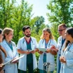 Healthcare professionals collaborating in nature for resilient health systems.