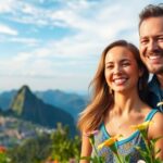 Couple enjoying a scenic travel destination together.