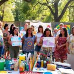 Artists unite outdoors to support fire relief efforts.