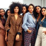 Diverse models of different generations posing together in studio.