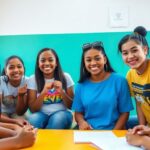 Diverse teens participating in a sexual health workshop.