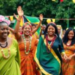 Tanzanian dancers in traditional attire celebrating national independence.