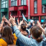 Crowd in Bergen united for freedom and justice.