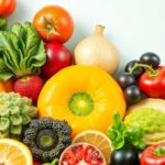 Fresh fruits and vegetables promoting sustainability and freshness.