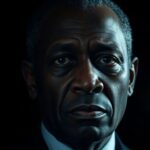 Kizza Besigye with a concerned expression in dim lighting.