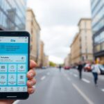 Close-up of Diia app on smartphone in urban environment.