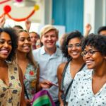 Diverse group of people celebrating gender equality together.