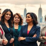 Diverse women leaders discussing empowerment in a city setting.