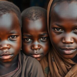 Children and mothers in South Sudan facing humanitarian crisis.
