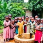 Children collecting clean water in a Nigerian village.