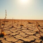 Sunlit parched landscape illustrating heat and climate urgency.
