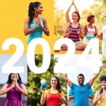 People enjoying healthy activities like yoga and cooking.