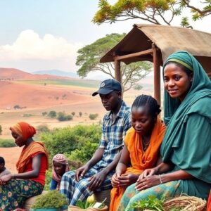 Diverse communities collaborating in East Africa's vibrant landscapes.