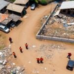 Devastated landscape in Vanuatu after a major earthquake.