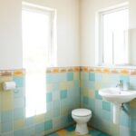Bright bathroom in an orphanage designed for children.