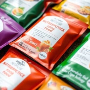 Colorful packets of ready-to-use therapeutic food.