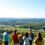 Group discussing climate finance in a Swedish landscape.