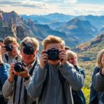 Photographers in action capturing stunning landscapes.