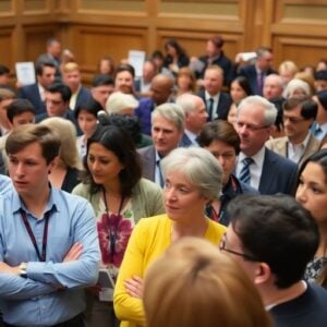 Group of advocates in a parliamentary setting discussing neurology.