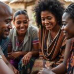 Diverse community discussing micro-insurance in a meeting.
