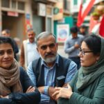Lebanese citizens discussing aspirations and democracy in a community.