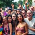 Diverse individuals celebrating gender and sexual freedom together.