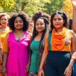 Diverse women and girls united in peaceful demonstration.